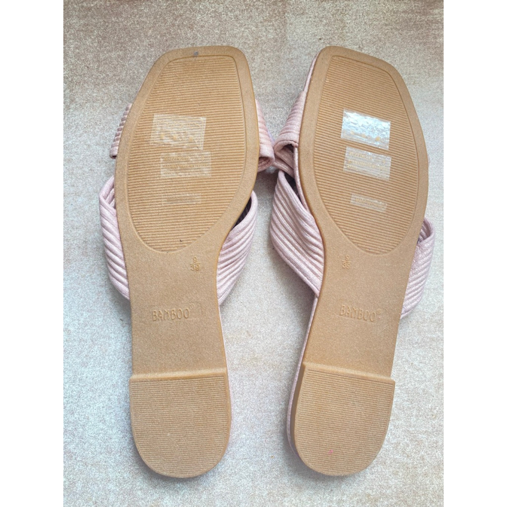 Bamboo‎ Bow Slip-On Sandal Flats Pink Metallic Summer Resort 9 Beach Vaca Summer - Picture 5 of 5
